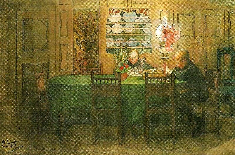 Carl Larsson laxlasning oil painting picture